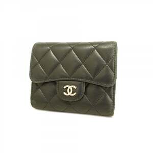 CHANEL Black Lambskin Leather Wallet